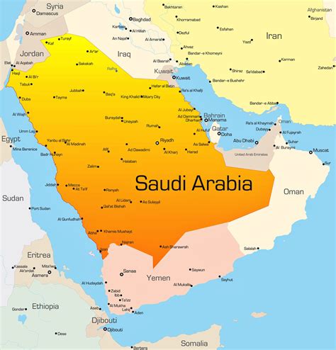 Cities map of Saudi Arabia - OrangeSmile.com