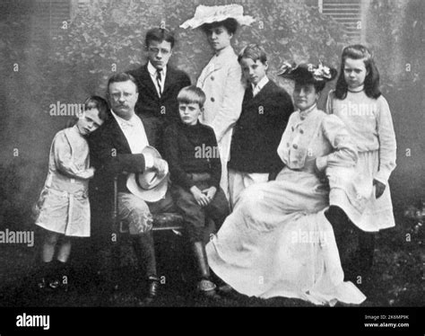 President Theodore Roosevelt and his family at Oyster Bay, circa 1903 ...