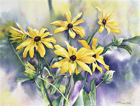 Black Eyed Susan Watercolor, Flower Watercolor Greeting Card, Flower ...