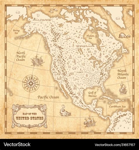 Vintage north america map Royalty Free Vector Image