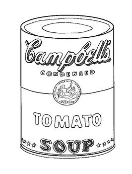 Warhol Soup Can Coloring Page by Oakley's Art Class | TPT