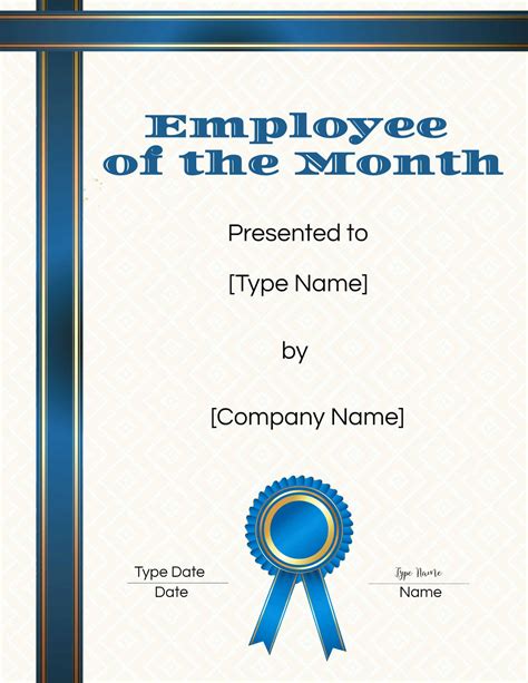 Printable Employee Of The Month Certificate