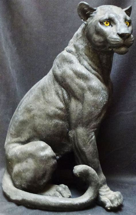 Ebony Large Sitting Panther Statue Figurine H21" x L15" x W10 75 ...