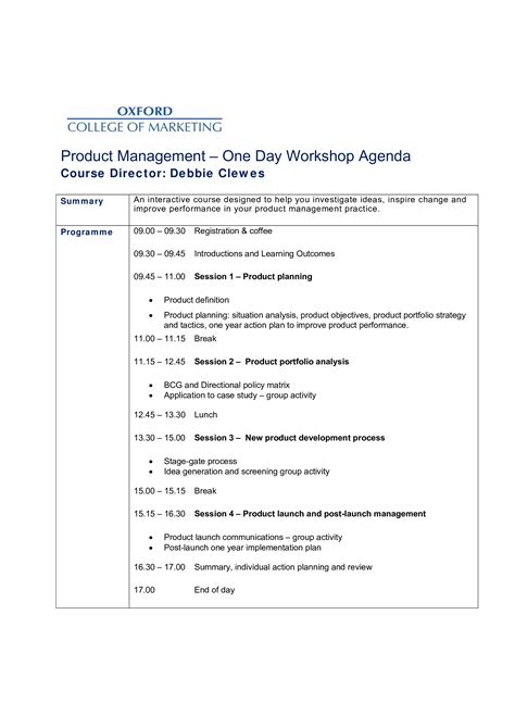 One Day Workshop Agenda - How to create an one Day Workshop Agenda ...