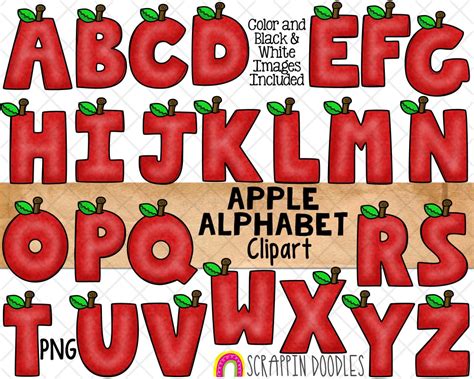 Apple Alphabet ClipArt - Apple Letters Clip Art - Numbers - PNG ...