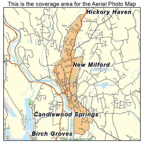 Aerial Photography Map of New Milford, CT Connecticut