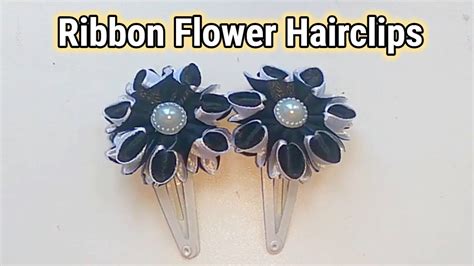 Ribbon Flower Hair Clips | Black & White Floral Hair Clip | Cute Flower ...