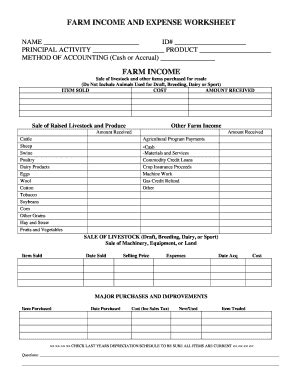 Farm Income And Expense Worksheet - Fill and Sign Printable Template Online