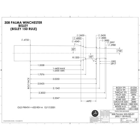 308 Winchester Palma Bisley Match Finish Chamber Reamer-PTG-