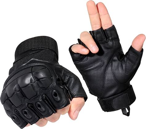 Black Military Tactical Fingerless Gloves Army Paintball Airsoft Combat ...