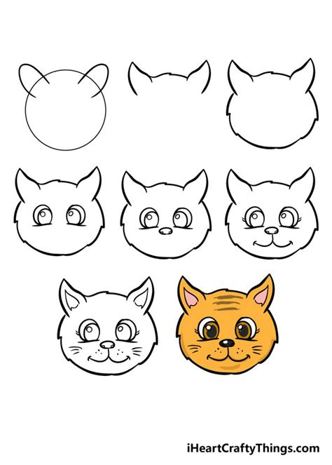 Cat Face Drawing - How To Draw A Cat Face Step By Step