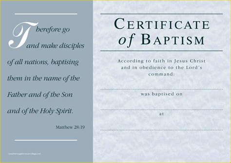 Free Baptism Certificate Template Word Of 20 Best Images About Baptism ...