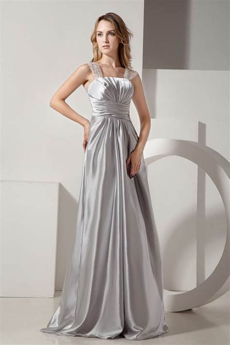 Empire Waist Silver Tulle Straps Evening Party Dress For Cheap