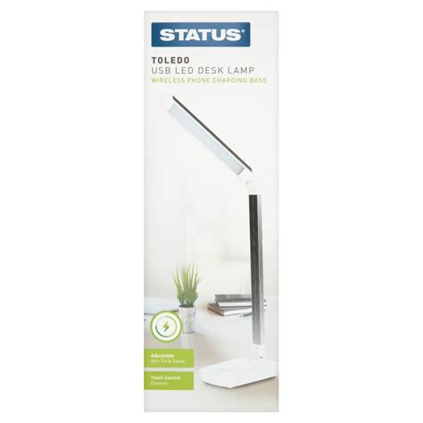 Status Black White Desk Lamp With Phone Charging - Tesco Groceries