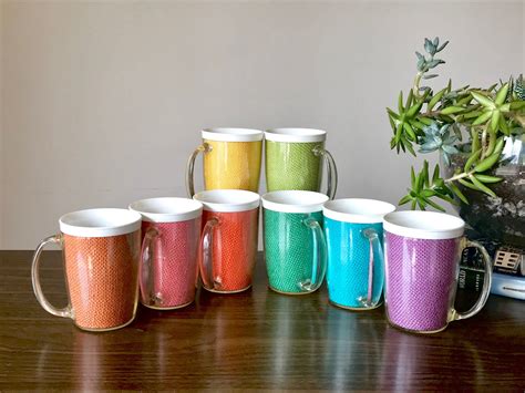 SALE Vintage Raffiaware Insulated Mugs Set of Eight Plastic - Etsy ...