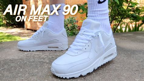 Nike AIR MAX 90 All White On Feet! - YouTube