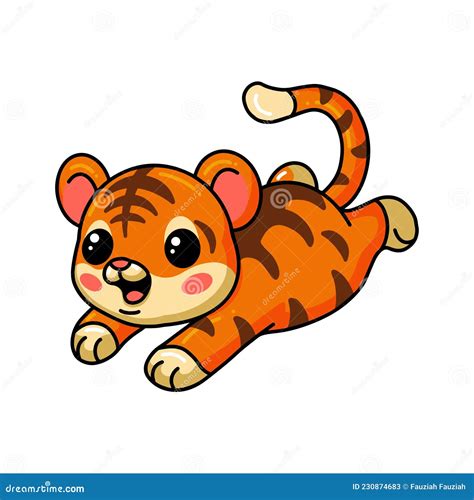 Cute Baby Tiger Cartoon Jumping Stock Vector - Illustration of cute ...