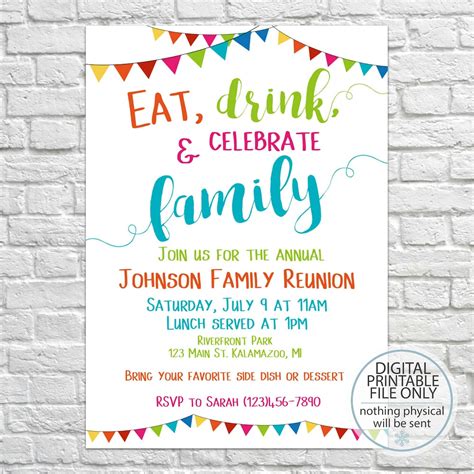 Printable Family Reunion Invitation Summer Family Reunion | Etsy