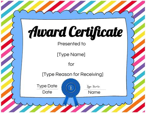 Free Children S Award Certificate Templates - Printable Form, Templates ...