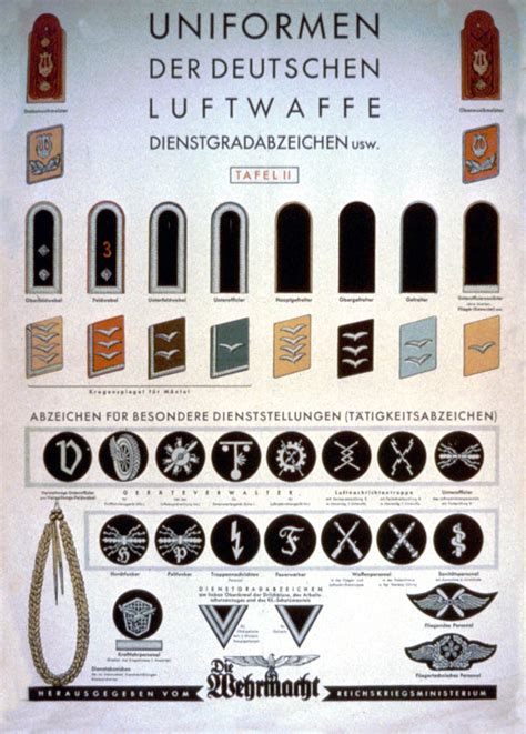 Uniformen des deutschen luftwaffe dienstgradabzeichen usw tafel II ...