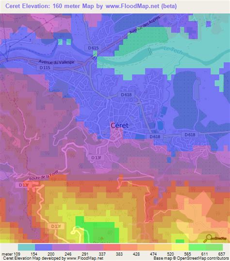 Elevation of Ceret,France Elevation Map, Topography, Contour