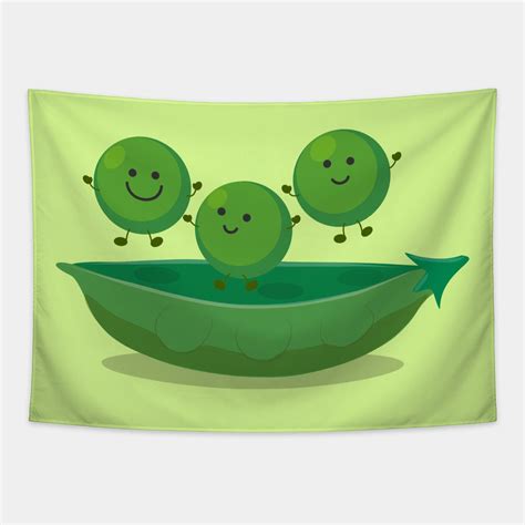 Cute happy peas in pod cartoon illustration by thefrogfactory