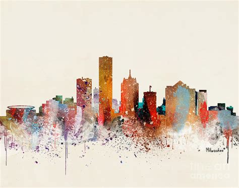 Milwaukee Skyline Painting by Bri Buckley - Fine Art America