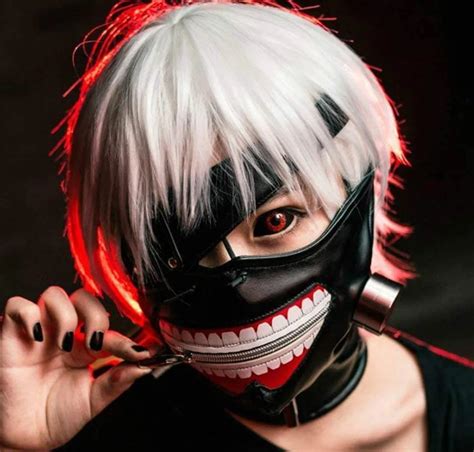 Cosplay Tokyo Ghouls Ken Kaneki 3D PU Zipper Leather Solid Perfect Mask ...