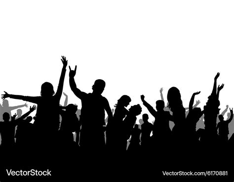 Black and white party crowd silhouette Royalty Free Vector