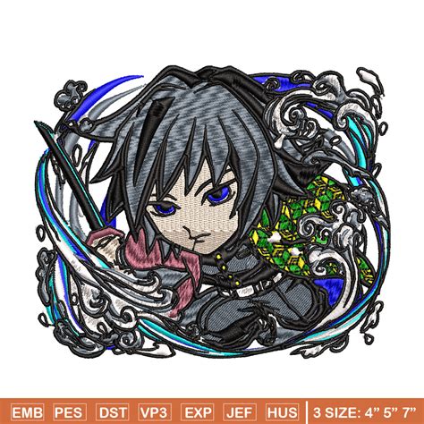 Giyu water breathing chibi embroidery design, Kimetsu no Yai - Inspire ...