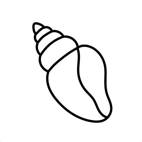 Vector black and white seashell. Outline seashell. Summer outline ...