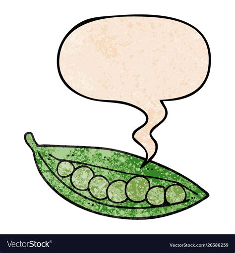 Cartoon peas in pod and speech bubble retro Vector Image