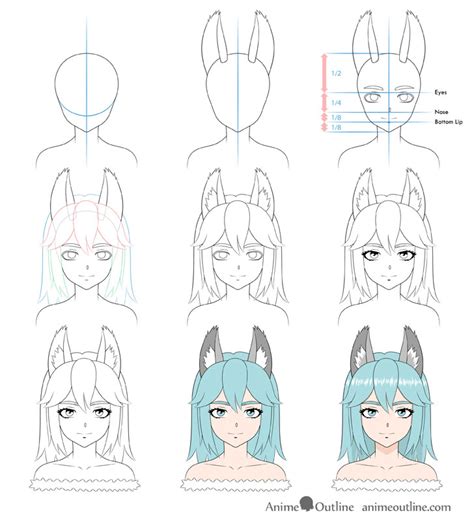 How to Draw Anime Wolf Girl Step by Step - AnimeOutline