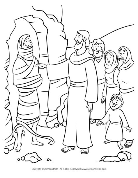 Jesus Raises Lazarus Coloring Page | Sermons4Kids