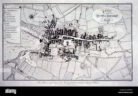 Plan mp of the town of Hitchin, Hertfordshire, England, UK by Willim ...