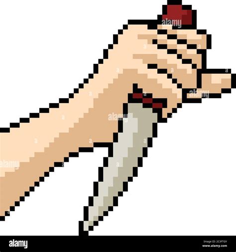 vector pixel art hand knife isolated cartoon Stock Vector Image & Art ...