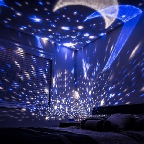 Purple LED Starry Projector Lamp Night Light Rotating Moon Sky Star ...