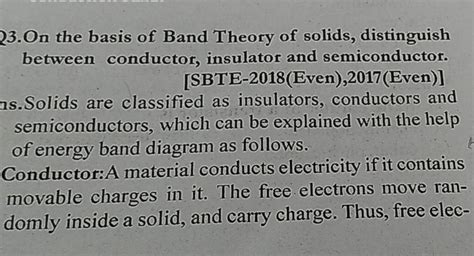 23. On the basis of Band Theory of solids, distinguish between conductor,..