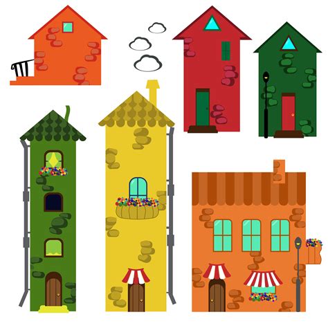 Set of cartoon houses. 617988 Vector Art at Vecteezy