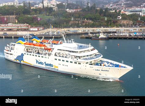 Porto Santo Line ferry boat 'Lobo Marinho' entering harbour, Funchal ...