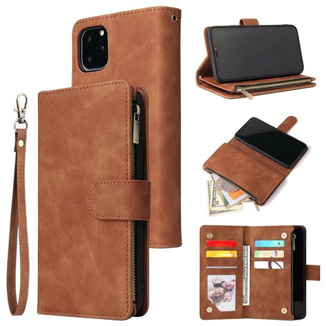 iPhone 11 Wallet Case, Dteck Soft Leather Zipper Wallet Case Magnetic ...