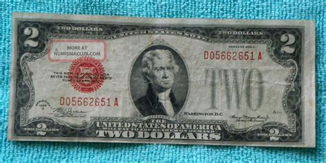 1928d $2 Two Dollar Red Seal Note Bill Da Block - Rs7