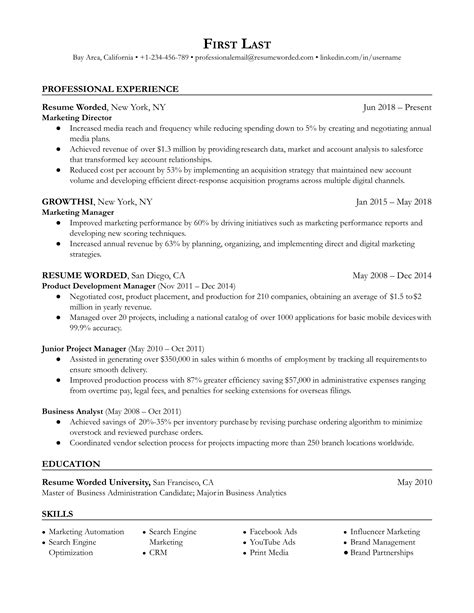 Digital Marketing Manager Resume Example for 2022 | Resume Worded