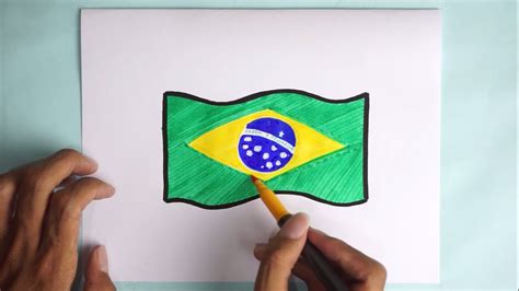 How to draw the National Flag of Brazil | drawing the Brazil Flag - YouTube