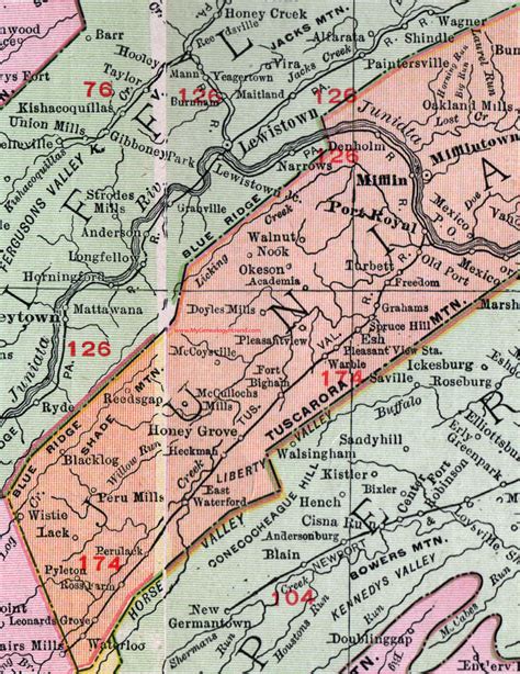 Juniata County, Pennsylvania 1911 Map by Rand McNally, Mifflintown ...