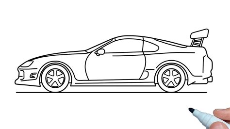 How to draw a Toyota Supra A80 easy step by step - YouTube