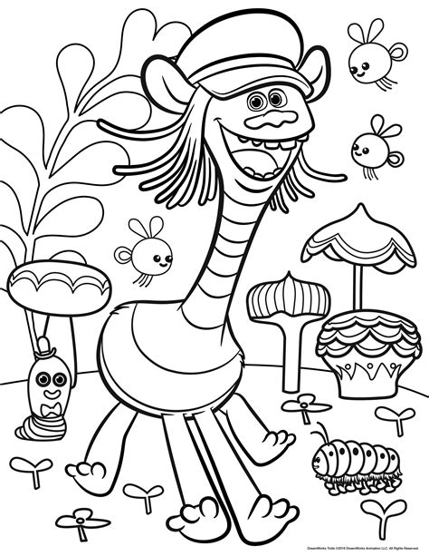 Cooper very happy - Trolls Coloring Pages for Kids