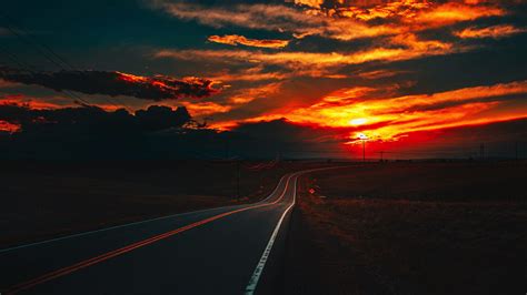 Fire Sunset at Road 4K Wallpaper, HD Nature 4K Wallpapers, Images and ...