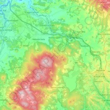 Monteriggioni topographic map, elevation, terrain