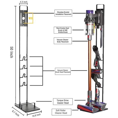 Cordless Vacuum Stand for Dyson V11 V10 V8 V7 V6, Stable Metal Storage ...